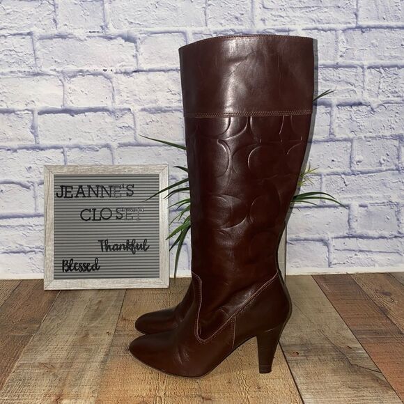 Coach Millie Boots Size 7.5  Signature C Logo Print - Picture 3 of 13